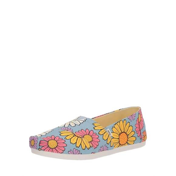 NEW TOMS women's alpargata flat loafer in pastel blue daisies - Picture 2 of 8